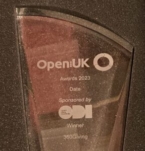 OpenUK award trophy for Data